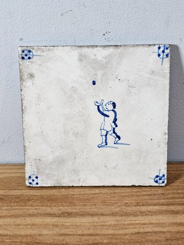 Antique delft tile - tile, w/