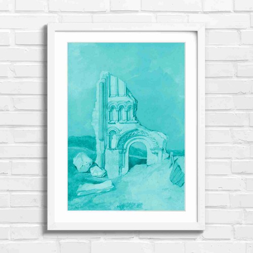 Ruined stone arch with - ruined,