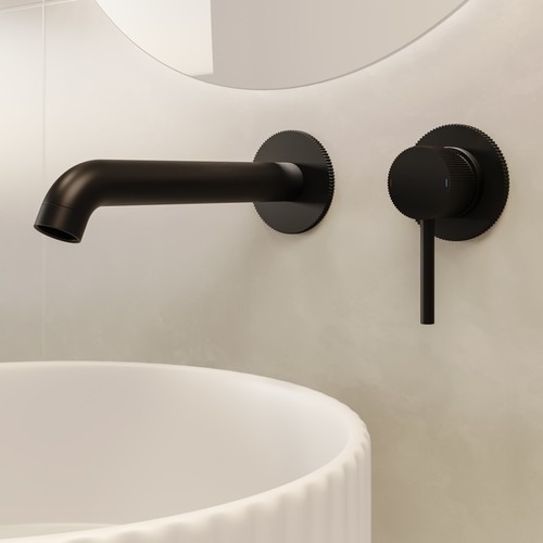 Matt black fluted wall - matt,