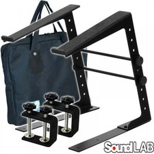 Soundlab Height & Width Adjustable DJ Laptop Stand Computer Table Clamps + Case