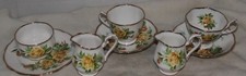 2 Sets ROYAL ALBERT Yellow Tea Rose Snack Hostess Tennis Appetizers Cup Saucers 