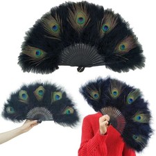 Portable Peacock Feather Fan