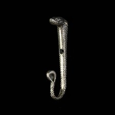 Snake Wall Hook – Handmade Nickel Silver Hanger, Serpent Decor for Keys & Towels