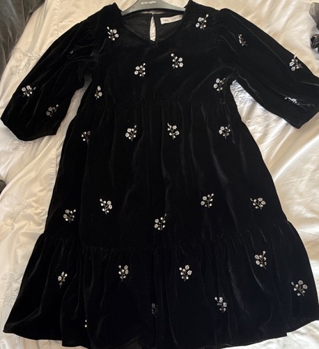 Zara black velvet floral - black,