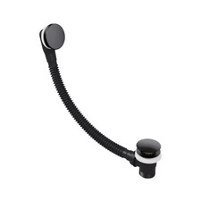 Matt Black Bathroom Pop-Up Bath Waste & Overflow Black Chrome  Round Click Clack