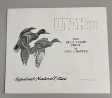 1988 Utah State Duck Stamp & Print by Dave Chapple