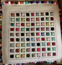 Handmade Crochet Granny Square Rose Multicolour Blanket