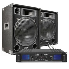 2x Max 15" PA Speaker and Amp Party DJ Band Complete Sound System 2000W UK Stock