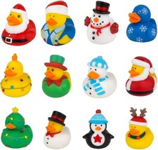 12 x Christmas Xmas Rubber Duck Bath Toys Party Gifts Prizes Theme Decorations