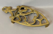 Vintage Victorian Brass Flat Iron Trivet Cathedral Shape Length 9.5”