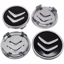 4 Tappi Coprimozzo Nero Per Citroen C1 C3 C4 C5 C6 DS3 60mm Fregi CERCHI in Lega