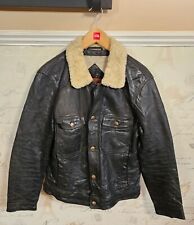 Chevignon Leather Jacket Men's Medium Sherpa Fleece Lined Black Calfskin