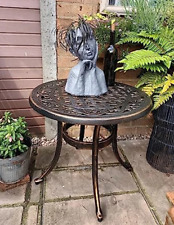 Patio Coffee Table Cast Aluminium Furniture Round Bistro Garden Side Plant Stand