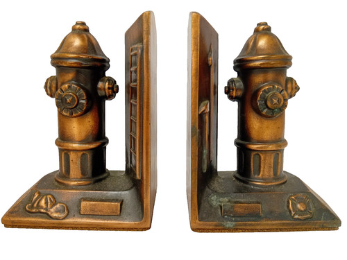 Copper fire hydrant bookends - fire,