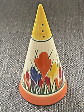 CLARICE CLIFF STYLE CROCUS CONICAL SUGAR SHAKER LARGE SIZE BY MOORLAND POTTERY 