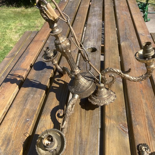 Brass triple candle - triple, pendant