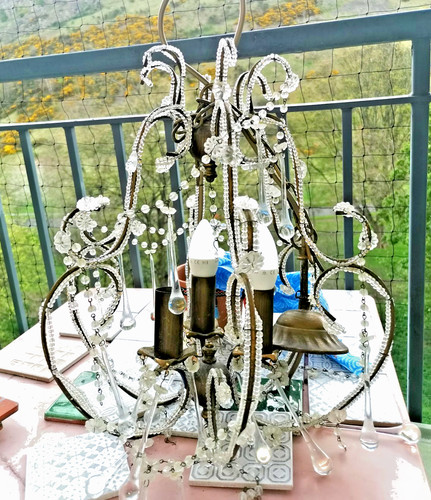Salvaged crystal chandelier - crystal,