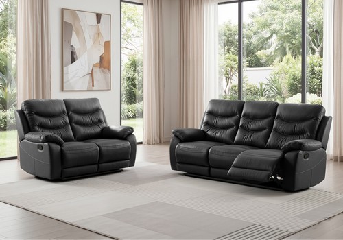 Black italian leather seater - black,