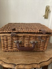 Vintage Optima Buckle Fastening Wicker Picnic Basket/Hamper/ Storage - 15” x14”