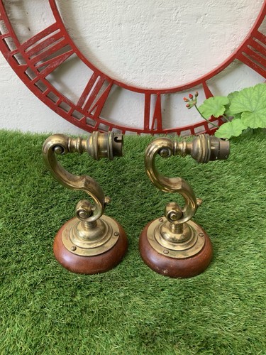 Pair vintage brass wall - pair,