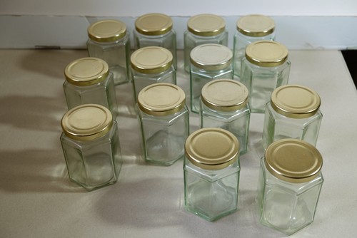 Hexagonal glass jars with lids - hexagonal,