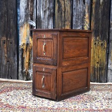 Antique 1930s Home Office Study Stained Pine Two Drawer Storage Filing Cabinet