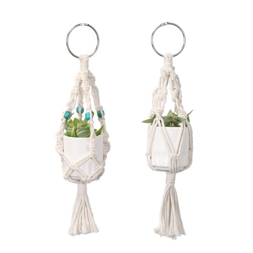 Small macrame plant hanger - 2x,