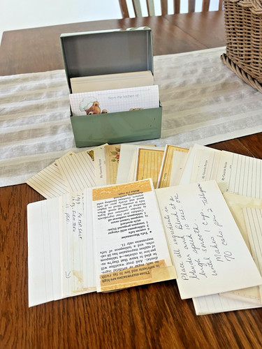 Metal recipe box - metal, cards