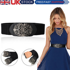 UK Women Ladies Wide Elastic Stretch Cinch Waistband High Waist Dress Belt New