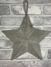 Rustic Grey-washed Natural Wooden Barn Star with Natural Jute String 29cm