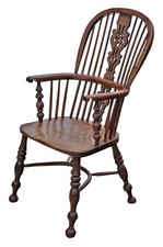Antique 19th Century Yew & Elm Windsor Armchair or Carver Elbow-Chair