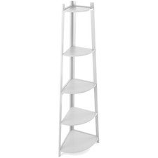 BOX DAMAGED 5 Tier Corner Ladder Shelving Unit Wall Leaning Bookcase White