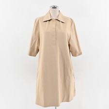 COS Khaki Shirt Dress Womens Size S Oversized Shift Casual Neutral Preppy Collar