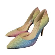 Jessica Simpson Pazula Sz 6 M Crystal Pastel Rainbow Ombre D’orsay Heels