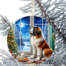 St Bernard Dog Hanging Bauble Gift Present Decoration Christmas 