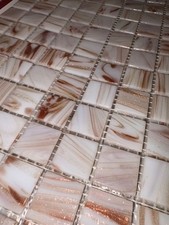 Mosaic Tile Sheets White/Gold