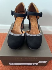 NIB Chie Mihara ‘Delme’ Black/Snakeskin  Suede Buckled Platform Heels UK 7/EU 40