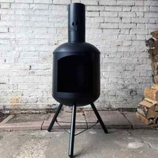 LOG BARN CHIMINEA FIRE PIT WOOD LOG BURNER LARGE PATIO HEATER STEEL 124cm  Luxur