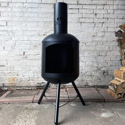 Log barn chiminea - log, fire