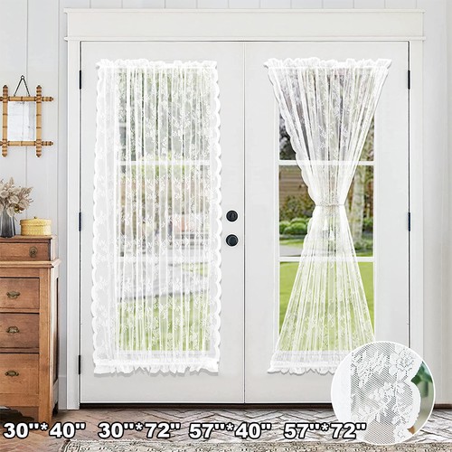 Floral voile sheer french door - voile,