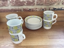 Vintage Biltons 6 Cups and 8 Saucers Hand Painted Ironstone Kathie Winkle?