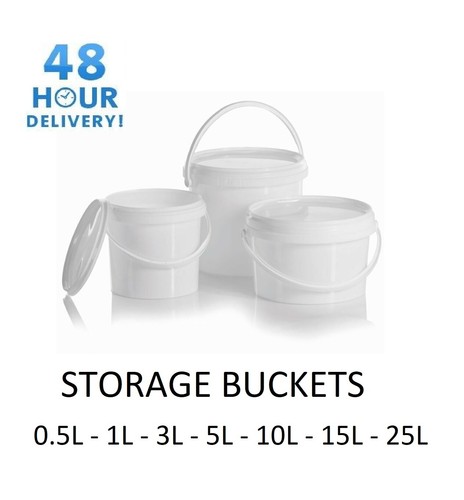 Plastic buckets tubs white - plastic,