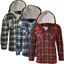 Mens Check Hooded Shirt Long
