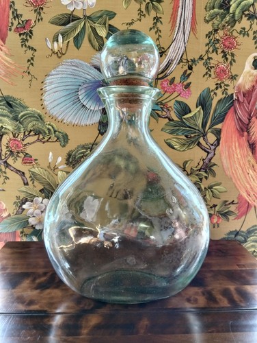 Vintage hand blown green glass - green,