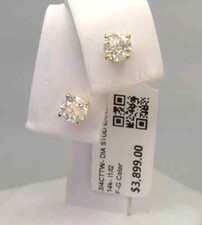 $3,999 – Certified 3/4 CTTW Real Diamond Stud Earrings  Solid 14K Yellow Gold