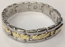 Magnetic Bracelet silver gold bangle 2 tone magnet healing therapy LADIES