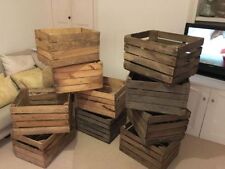 GRADED EUROPEAN VINTAGE WOODEN APPLE BOX STORAGE FRUIT CRATES BOX SHABBY CHIC ..