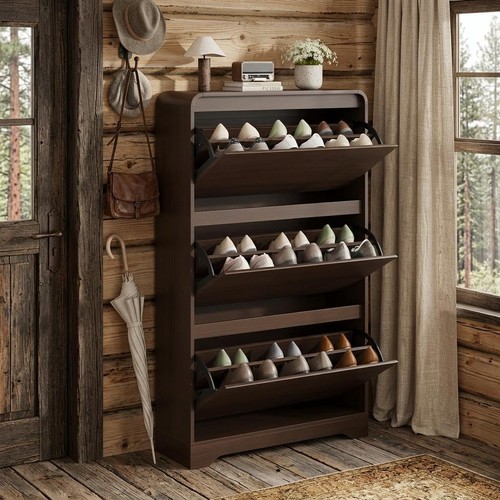 Antique slim shoe cabinet mdf - antique,