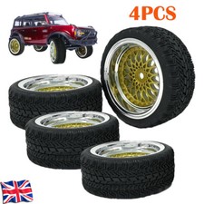 4Pcs RC Car Wheels Upgrade Fit 1:10 Scale Models W/ DRY Tyres-Gold & Chrome BBS