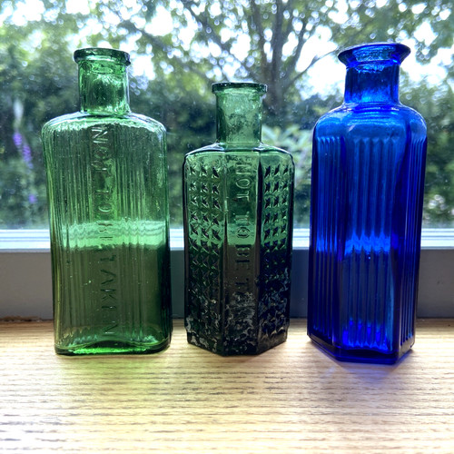 Antique empty glass poison - 3,